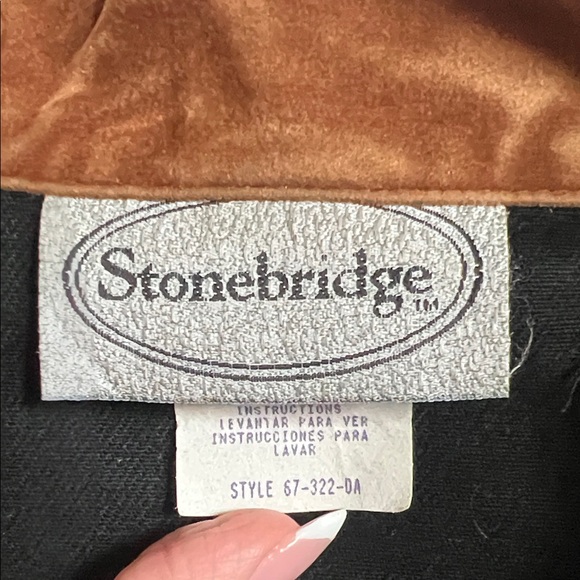 Black Denim Vest with Brown Suede Collar - Picture 2 of 6